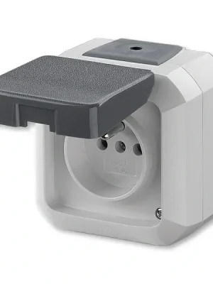 Sezónní Sleva ABB 5518N-C02510 S VARIANT+ Zásuvka jednonásobná s ochr.kolíkem, s víčkem, IP54 , šedá