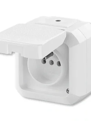 ABB 5518N-C02510 B VARIANT+ Zásuvka jednonásobná s ochr.kolíkem, s víčkem, IP54 , bílá Výhodná Nabídka