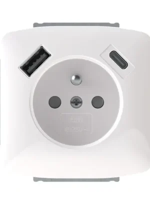 ABB 5569A-A32357 B Tango Zásuvka 1násobná s kolíkem, s clonkami, s nabíjením USB-A, USB-C, bílá Nejprodávanější