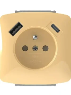 ABB 5569A-A32357 D Tango Zásuvka 1násobná s kolíkem, s clonkami, s nabíjením USB-A, USB-C, béžová Víkendová Akce