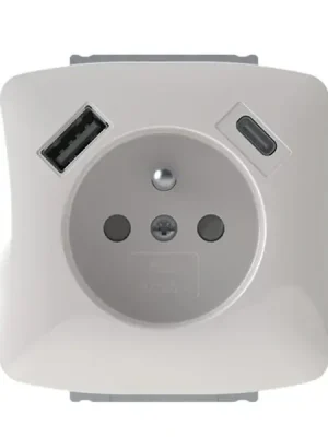 ABB 5569A-A32357 S Tango Zásuvka 1násobná s kolíkem, s clonkami, s nabíjením USB-A, USB-C, šedá Must-Have
