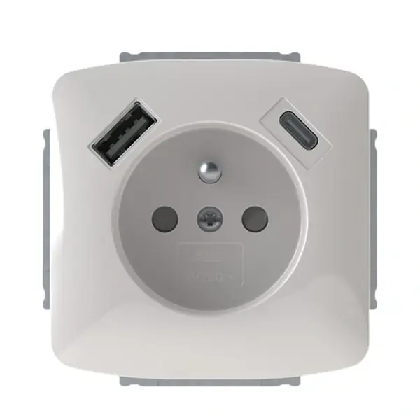 ABB 5569A-A32357 S Tango Zásuvka 1násobná s kolíkem, s clonkami, s nabíjením USB-A, USB-C, šedá Must-Have