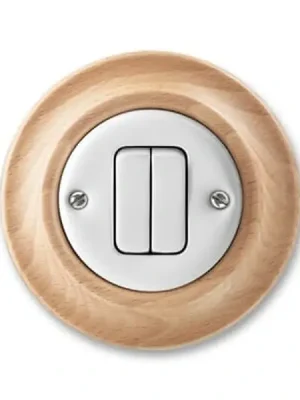 ABB Decento tlačítko č.1/0+1/0 bílá/přírodní buk porcelán 3559K-C87345 50 Víkendová Akce