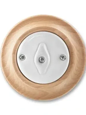 Víkendová Akce ABB Decento vypínač č.6 (č.1) otočný bílá/přírodní buk 3560K-C06345 50 porcelán