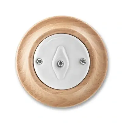 Víkendová Akce ABB Decento vypínač č.6 (č.1) otočný bílá/přírodní buk 3560K-C06345 50 porcelán