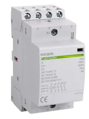 NOARK 117114 Ex9CH25H 40 230V AC/DC Tichý instalační stykač, 25A, 230V AC/DC, 4 zapínací kontakty Oblíbený