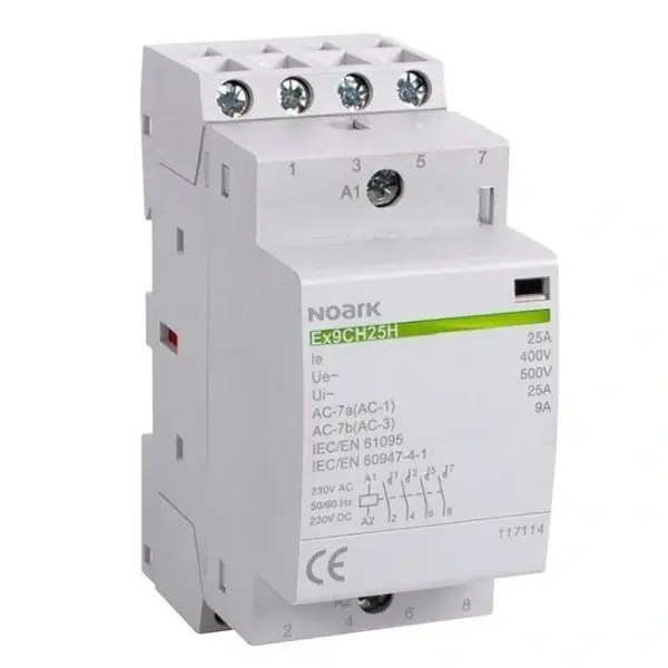 NOARK 117129 Ex9CH25H 31 230V AC/DC Tichý instalační stykač, 25A, 230V AC/DC, 3 zapínací + 1 vypínací kontakty Přímo Od Výrobce