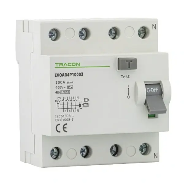 Tracon EVOAG4P8003 Proudový chránič, 4 pól, 80A, 30mA, 10kA, A Omezená Nabídka