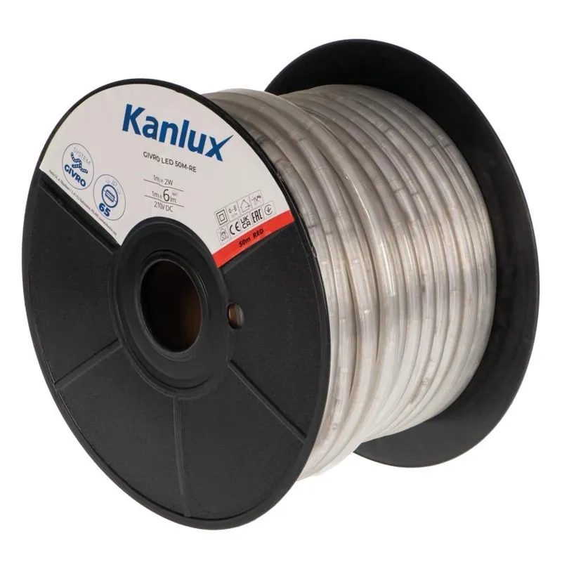 Sezónní Sleva KANLUX GIVRO LED 50M-RE ČERVENÁ HAD 50M 2W/6LM/M -PRODEJ POUZE PO BALENÍ 50M 38583