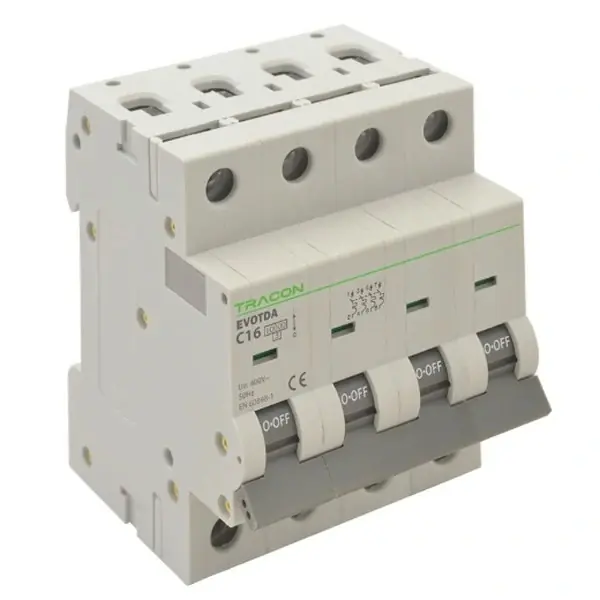 Tracon TDA-4C-2 Jistič, 4P, charakteristika C, 2A, C, 4P, 10kA Sleva