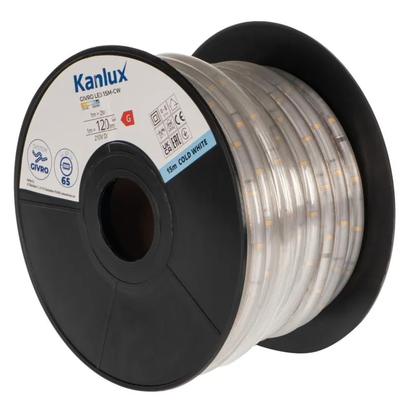 Objednat Nyní Světelný had Kanlux GIVRO LED 15m-CW studená bílá 2W/120LM/M - prodej pouze po balení 15m 38578