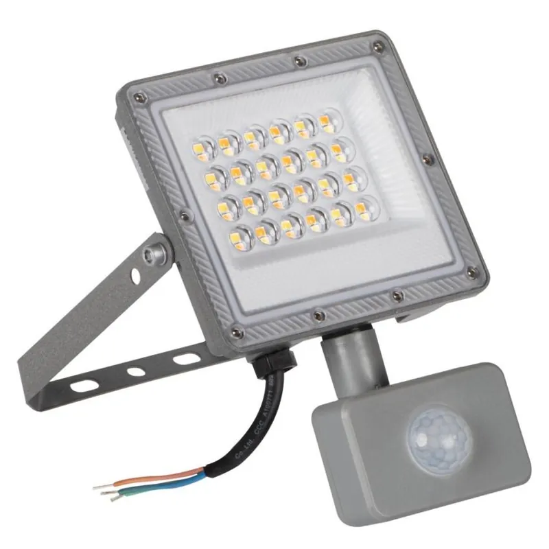 LED reflektor s pohybovým čidlem KANLUX ACETE CCT SE GR 20W 1850/2160/1940 lm 3000K-6500K IP44 šedý Časově Omezené
