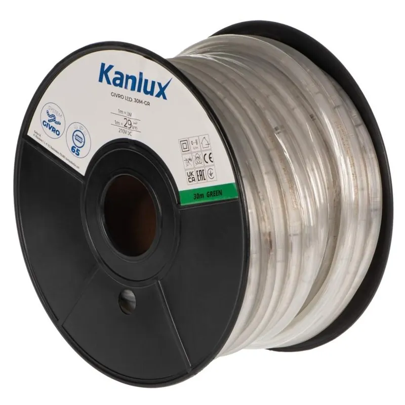 Dokud Zásoby Vydrží Světelný had KANLUX GIVRO LED 30M-GR 60W 29lm/m IP65 zelená 38585
