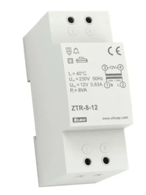Autentický ELKO-EP 3681 ZTR-8-12V Zvonkový tranformátor, zkratuvzdorný, 12V,8VA,2-modul