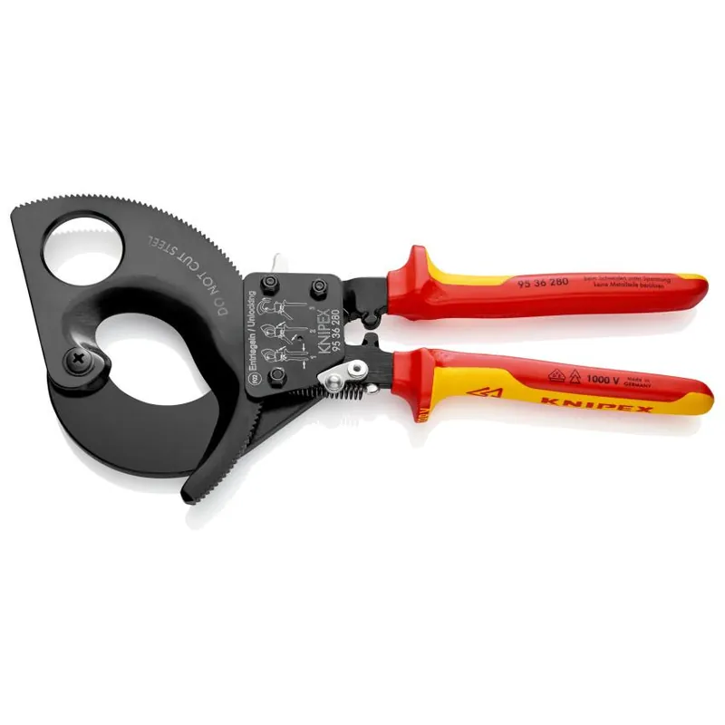 KNIPEX 9536280 NŮŽKY NA KABELY RÁČNOVÉ DÉLKA 280MM. MAX. STŘIŽNÝ PRŮM 52MM VDE 1000 Speciální Cena
