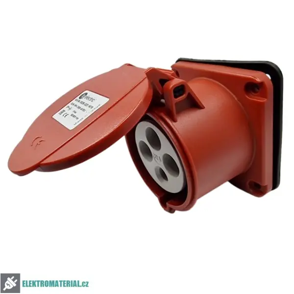 Vysoce Kvalitní TP Electric 3026-322-1675 Vestavná zásuvka, rovná, kompaktní příruba 75x75, Quick Connect 4x32A / IP44
