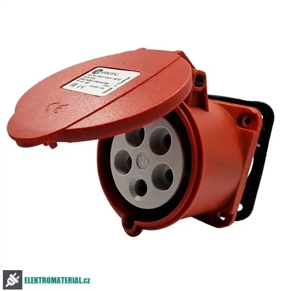 Rychlé Dodání TP Electric 3007-321-1670 Vestavná zásuvka, rovná, kompaktní příruba 70x70, Quick Connect 5x32A / IP44