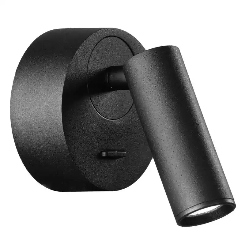 Nástěnné svítidlo LED AULIX MYNI KHL K50704.01.WS.BK-BK.ST.8.30 pr.70mm černé 3W 3000K s vypínačem Nakupujte Hned