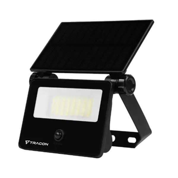 Speciální Cena Tracon LSTBP3NW Solární LED reflektor s pohybovým čidkem, černý, 3W, 4000K, 300lm, IP65, 3,7V, 0,8Ah
