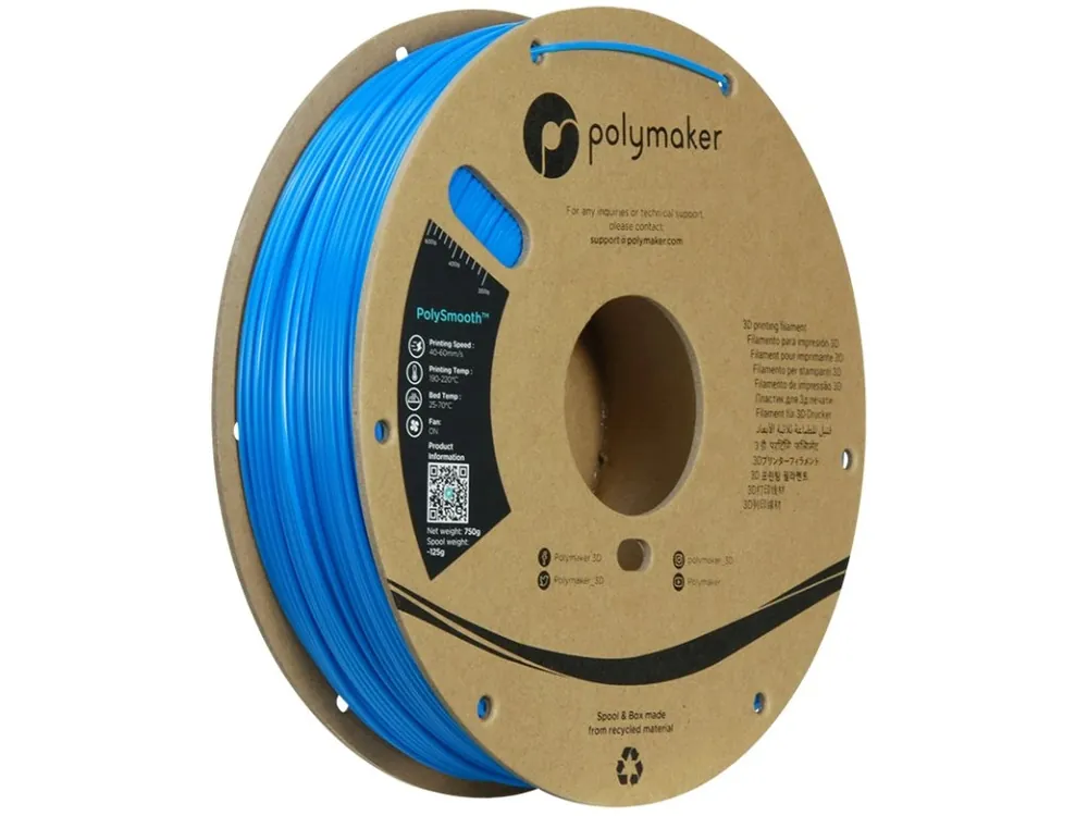 Rychlé Dodání PolySmooth filament elektricky modrý 1,75 mm Polymaker 750 g